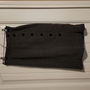 HM Knee Length Skirt Grey with Decorative Buttons